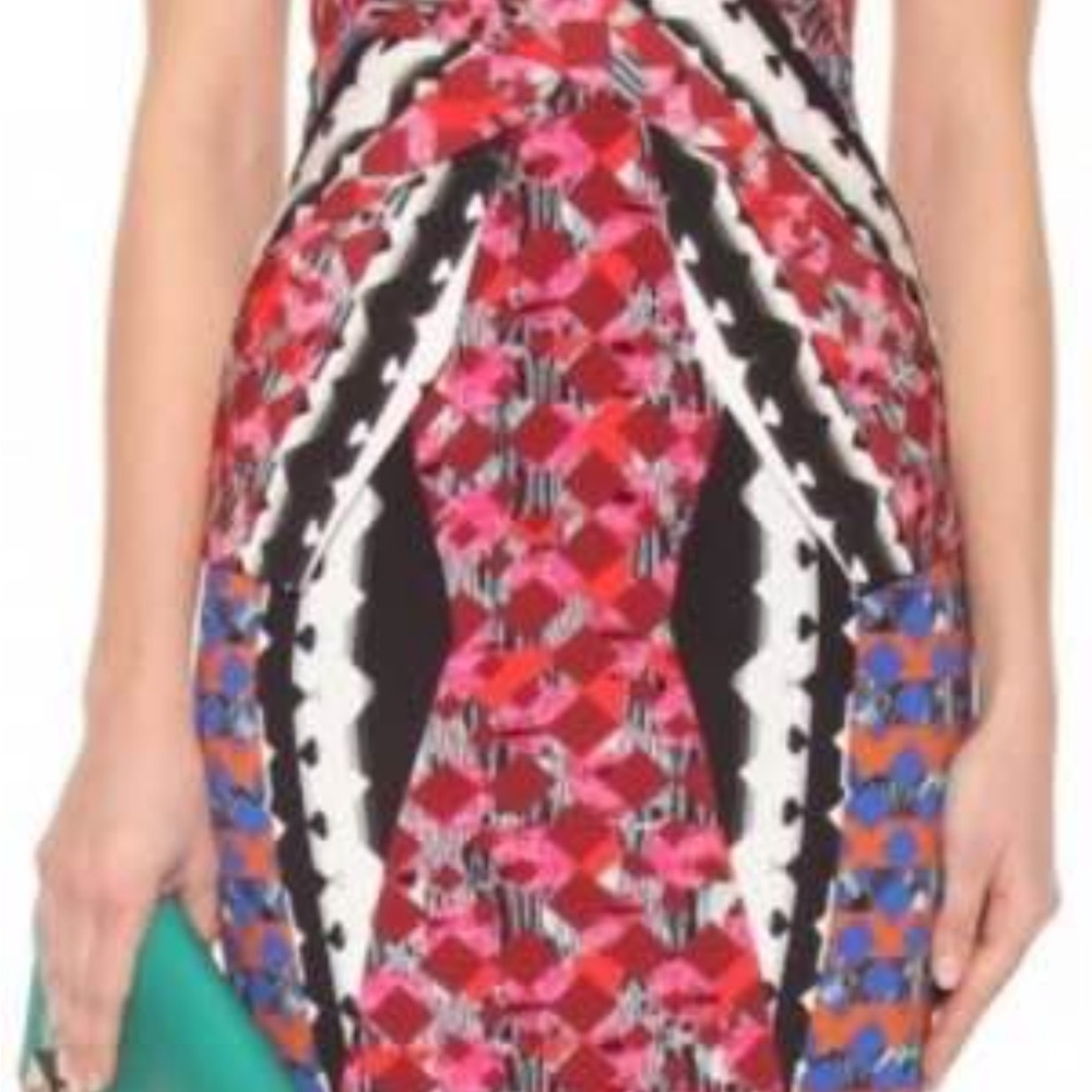 Peter Pilotto Multicolor Red Pink Black Printed Midi Dress